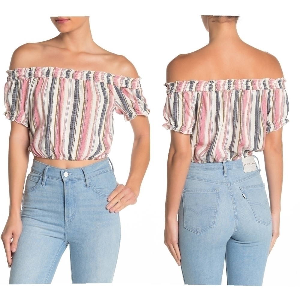 Ten Sixty Sherman Smocked Off-the-Shoulder Crop